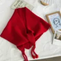 Κόκκινο πλεγμένο τριγωνικό μαντήλι χειμερινό ζεστό πλεκτό φουλάρι με φούντες κομψό αξεσουάρ μόδας - 150*40cm / Κόκκινο