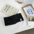 Bandeau élastique large en tricot épaissi, accessoire de coiffure chaud pour hiver. - Noir