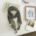 Vintage knitted neckerchief with chic wooden beads and retro snowflake pattern for stylish autumn. - 120*9.5cm / Yellow