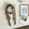Knitted long scarf with retro wooden beads, snowflower pattern sweater accessory detail. - 120*9.5cm / Brown