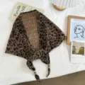 Leopard print triangular scarf, chic summer shawl and stylish sun protection wrap for women. - Leopard Print Triangle Scarf / 130*33cm / Brown