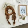 Knitted long scarf with snowflake pattern and wooden beads, retro brown neckerchief for autumn. - 120*9.5cm / Orange