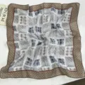 Vintage retro geometric print square scarf lightweight elegant neckerchief for women autumn accessory - Style 2