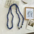 Pluizige blauwe lange gebreide trui ketting ketting uniek nissen design accessoires - 170*1cm / Blauw