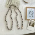 Chique pluizige lange trui ketting, uniek gebreid ontwerp, vintage stijl modeaccessoire. - 170*1cm / Bruin