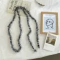 Winter donzig lange ketting voor vrouwen vintage zwart wit trui ketting sieraden cadeau - 170*1cm / Zwart