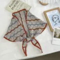 Koreanisches Strick-Dreiecktuch mit Lochmuster, stilvolles buntes Wellen-Halstuch Damen. - 120*30cm / Grau