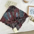 Vintage printed triangular scarf for women, retro floral paisley boho hair scarf chic. - 06#-Brown Red Style / 120*45cm