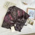 Retro printed triangular scarf, vintage patchwork head wrap, stylish ethnic spring hair accessory. - 04#-Brown Green Style / 120*45cm