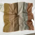 Retro striped linen square scarf for women, lightweight vintage neckerchief for spring autumn. - Wide Striped