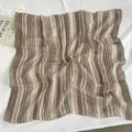 Orange brown striped linen square scarf, retro relaxed versatile neckerchief spring autumn. - Coffee Striped
