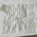 Vintage black and white striped linen square scarf for women, lightweight breathable neck wrap. - White Stripe