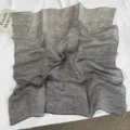 Japanese vintage linen small square scarf breathable thin neckerchief gradient shawl for women - 60x60cm / Black and Gray