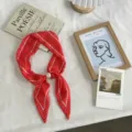 Red polka dot narrow twilly scarf with pearl accent, chic neckerchief for women spring and summer. - One Size (49cmx7cm) / True Red