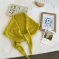 Solid color knitted triangular scarf autumn winter warm neckerchief stylish women shawl - 130x24cm / Yellow