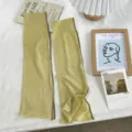Summer thin knitted split leg warmers, solid color simple aesthetic cozy socks for women. - One Size / Yellow