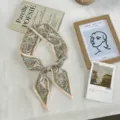 Écharpe fine à fleurs style vintage français élégant long ruban foulard pour femmes - Taille unique / Paisley sur fond vert (03#-Paisley)