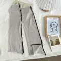 Solid color knitted split leg warmers women summer thin fashion versatile slouch socks - One Size / Gray