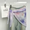 Sciarpa con stampa floreale sfumata cintura avvolgente accessorio moda elegante donna - Viola