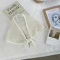 Πλεκτό τριγωνικό δίχτυ μαντήλι μέσης vintage στυλ αισθητική πολυτελές κομψό αξεσουάρ μόδας - Ζώνη Τριγωνικό Μαντήλι / 90x25cm / Λευκό