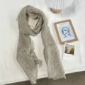 Élégant foulard en lin à pois avec franges, châle d'été léger et respirant pour femmes. - 180x30cm / Pois