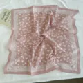 Chic pink floral bandana with classic paisley border, versatile cotton square hair scarf. - Dusky Pink