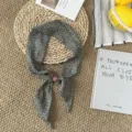 Retro Blumen Haarband Seidenschal mit verstellbarer Perle fuer Hemd Dekoration. - Einheitsgröße / 05#-Grün Punktmuster Blumen