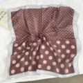 Brown polka dot square scarf women stylish neckerchief retro hair band summer outfit - 68*68cm / Brown