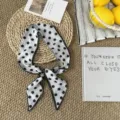 Detailed view of the chic black and white polka dot scarf, ideal for versatile styling. - One Size / 02#-Black Polka Dot
