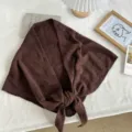 Foulard triangulaire en tricot marron, écharpe d'hiver confortable et accessoire chic polyvalent. - 200*55cm / Marron