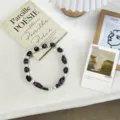 Collier chic en perles et tissu noir, accessoire tendance de style coreen pour femme. - 16#-Choker Paisley / Taille unique