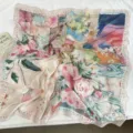 Artistic floral print square silk scarf for women, elegant fashion neckerchief and head wrap. - 110*110cm / Blue