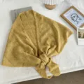 Écharpe triangulaire en tricot uni élégant femmes automne hiver châle polyvalent chic - 200*55cm / Jaune