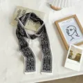 Foulard twilly mince à imprimé cachemire noir et blanc, élégante cravate ou accessoire de sac. - 06#-Foulard Paisley / Taille unique