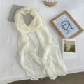 Foulard en soie transparente couleur unie écharpe fine élégante pour femmes neuve - 190x19cm / Blanc Lait