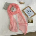 Écharpe en mousseline rose uni pour femme, foulard léger et élégant de printemps et d'été. - 190x19cm / Rose