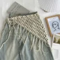 Bohomian Häkel Hüfttuch Dreieck Gürtel Fransen Rock Überwurf modisches Accessoire Sommer - Einheitsgröße / Beige Hohl (01#-Hohl)