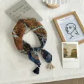 Βίντετζ τετράγωνο μαντήλι με σχέδιο paisley για γυναίκες με φούντες, κομψό αξεσουάρ. - Μπλε Καφέ