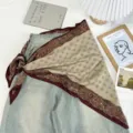Vintage paisley τριγωνικό μεταξωτό μαντήλι γυναικεία μόδα old money στυλ αξεσουάρ - Τσάι με Γάλα / 130x67cm / Χρώμα Milk Tea