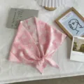 Sweet pink knitted heart triangular scarf Korean style fashion hair band shawl wrap - Pink