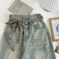 Retro floral beaded waist chain versatile decorative belt and hair accessory for women stylish. - Brown And Blue Style (05#)