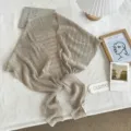 Lyocell linnen gebreide driehoekige sjaal holle decoratieve omslagdoek vrouwen lente - Verlengde Versie / Grijs