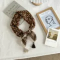 Brown geometric pattern scarf with tassels, soft cashmere-feel small square scarf for women. - Geometric Contrast Style / 65x65cm / Multicolor Geometric