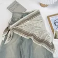 Foulard triangulaire à motif géométrique rétro élégant bandeau et foulard pour femmes et filles. - Café