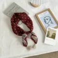 Chic polka dot square scarf with cozy tassels, elegant autumn winter accessory for women. - Polka Dot Paisley Style / 65x65cm / Burgundy