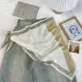 Koreaanse retro kleinig blok grote driehoek sjaal, stijlvolle lente zomer nek taille wrap. - Champagne