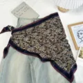 Foulard triangulaire vintage avec motif cachemire accessoire mode pour femmes et filles. - Bleu Marine
