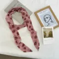 Kunststijl bloemige lange zijden sjaal voor vrouwen, veelzijdige nekfoulard en stijlvolle haarband. - 150*5.5 / Huidroze (05#)