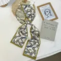 Élégante écharpe en soie à motif cachemire pour femmes, foulard vert chic et ruban. - 11#-Moutarde / 144*12cm
