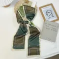 Foulard skinny en soie motif cachemire vert écharpe élégante pour femme style chic - 10#-Carreaux Vert / 144*12cm